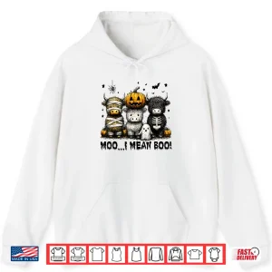 Hoodie Ghost Cow Moo I Mean Boo Halloween Outfit Funny Cow Lover Shirt