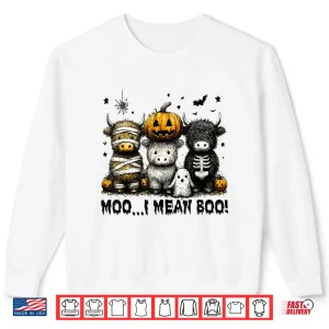 Sweatshirt Ghost Cow Moo I Mean Boo Halloween Outfit Funny Cow Lover Shirt