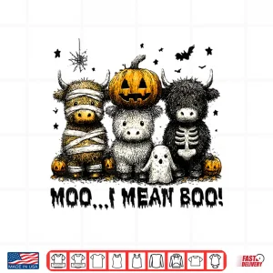 Design Ghost Cow Moo I Mean Boo Halloween Outfit Funny Cow Lover Shirt