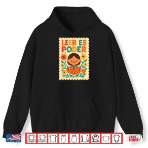 Hoodie Leer ES Poder Cute Floral Boho Hispanic Heritage Shirt