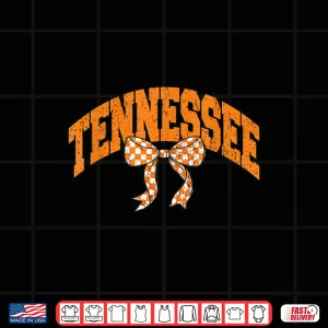 Design Preppy Tennessee Orange and White Cherckerboard Coquette Bow Shirt