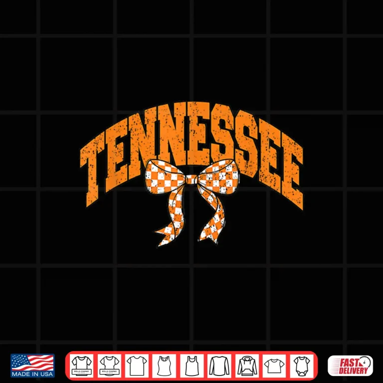 Design Preppy Tennessee Orange and White Cherckerboard Coquette Bow Shirt