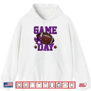 Hoodie Game Day Touchdown Football Mom Girls Go Cheer Purple Shirt