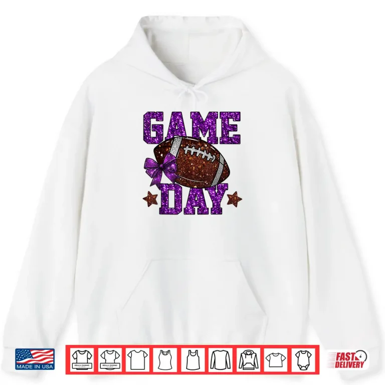 Hoodie Game Day Touchdown Football Mom Girls Go Cheer Purple Shirt