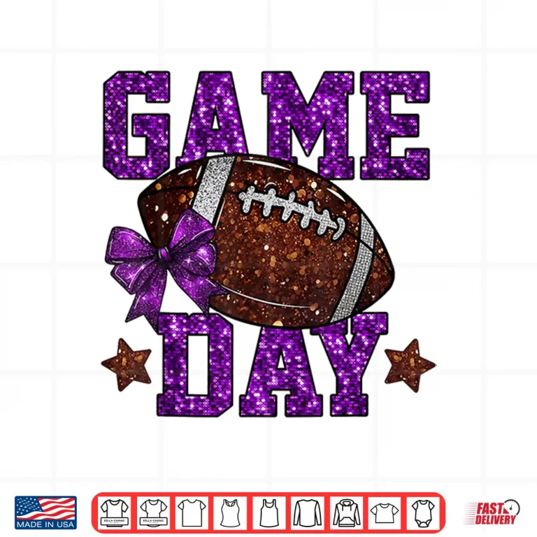 Design Game Day Touchdown Football Mom Girls Go Cheer Purple Shirt