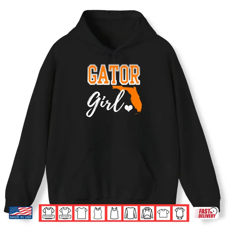 Hoodie Gator Girl Florida Heart Map Shape Souvenir Shirt
