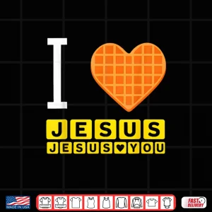 Design I Love Jesus Waffle Heart Funny Christian Shirt