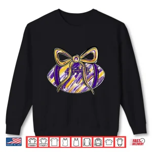 Sweatshirt Purple Yellow Gold Football Coquette Bow Touchdown Season Shirt