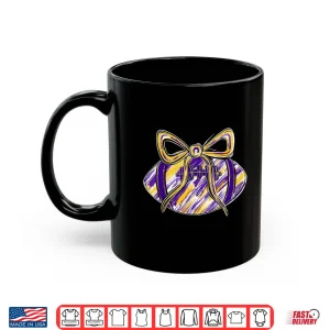 Mug Purple Yellow Gold Football Coquette Bow Touchdown Season Shirt