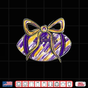 Design Purple Yellow Gold Football Coquette Bow Touchdown Season Shirt