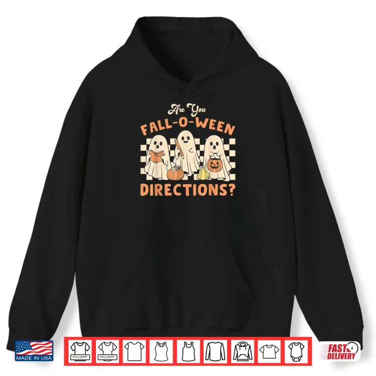 Hoodie Retro are You Fall O Ween Directions Teacher Halloween Ghost Shirt 2