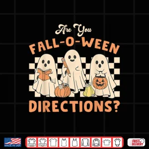 Design Retro are You Fall O Ween Directions Teacher Halloween Ghost Shirt 2
