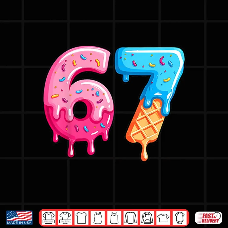 Design Six Seven Ice Cream Drip Sports Cool Meme 67 Funny Number Shirt