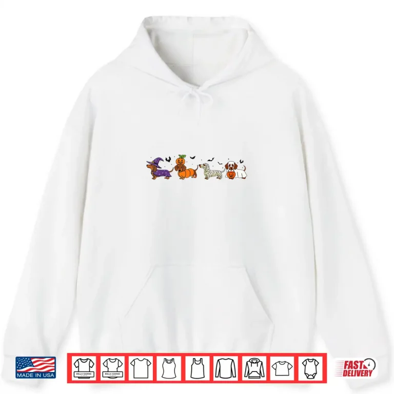 Hoodie Weiner Dog Witch Happy Halloweenie Cute Halloween Dachshund Shirt 1