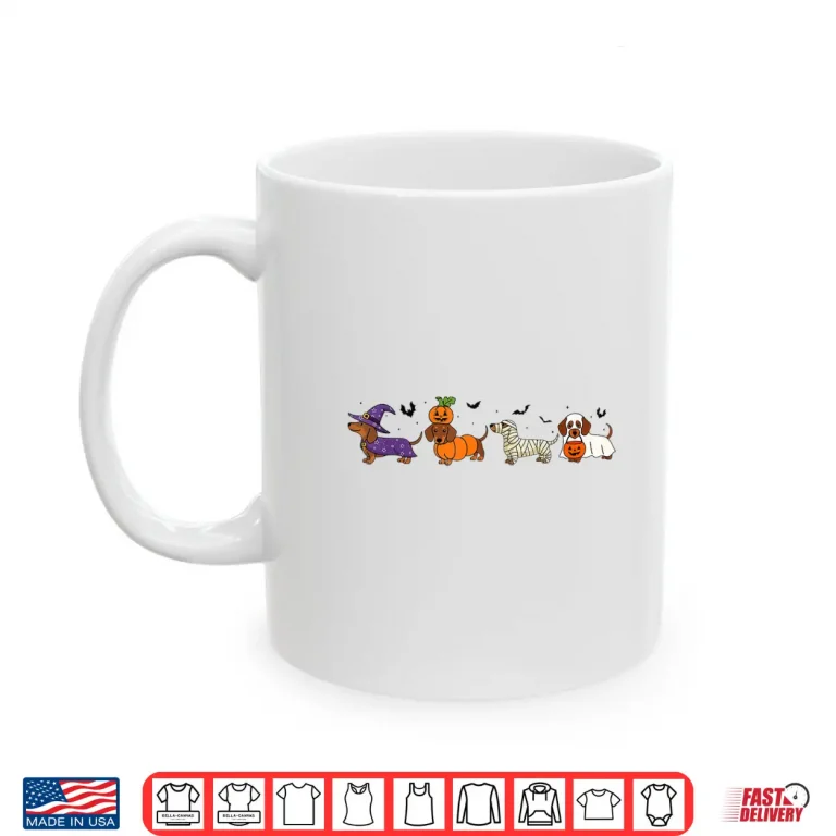 Mug Weiner Dog Witch Happy Halloweenie Cute Halloween Dachshund Shirt 1