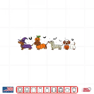 Design Weiner Dog Witch Happy Halloweenie Cute Halloween Dachshund Shirt 1