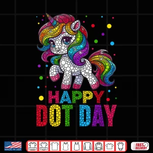Design Cute Unicorn Polka Dot Art Student Happy Dot Day Shirt