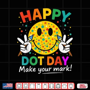 Design Happy Dot Day Smile Face Colorful Polka Dot Shirt