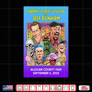 Design Gabriel Fluffy Iglesias And Jeff Dunham Allegan County Fair Sep 5 2025 Shirt
