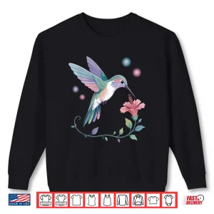 Sweatshirt Colorful Cute Hummingbird Flower Nature Art Bird Lovers Shirt 1
