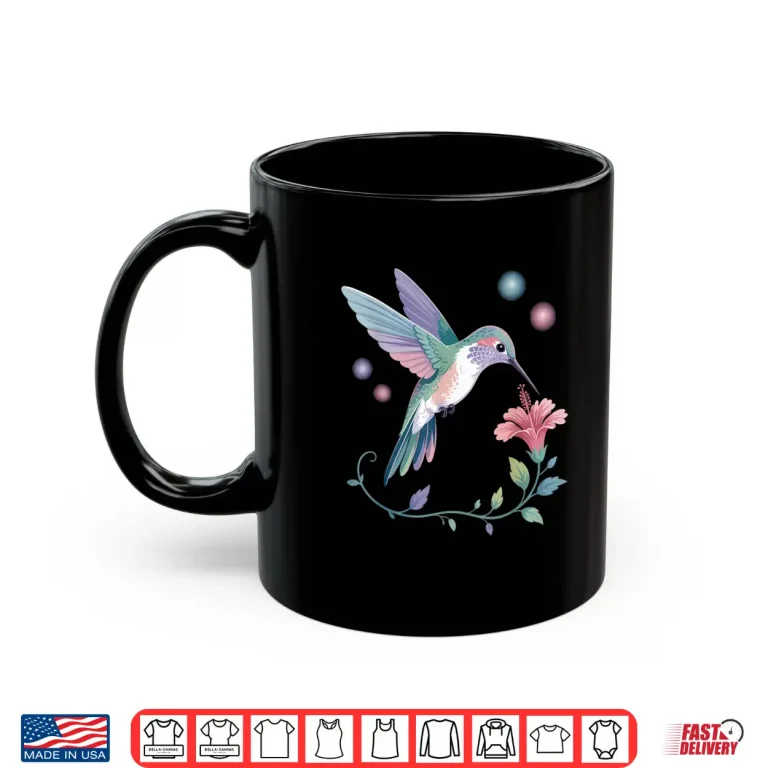 Mug Colorful Cute Hummingbird Flower Nature Art Bird Lovers Shirt 1