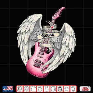 Design I Love Boone Pink Guitar Angel Wings Fan Art Music Shirt