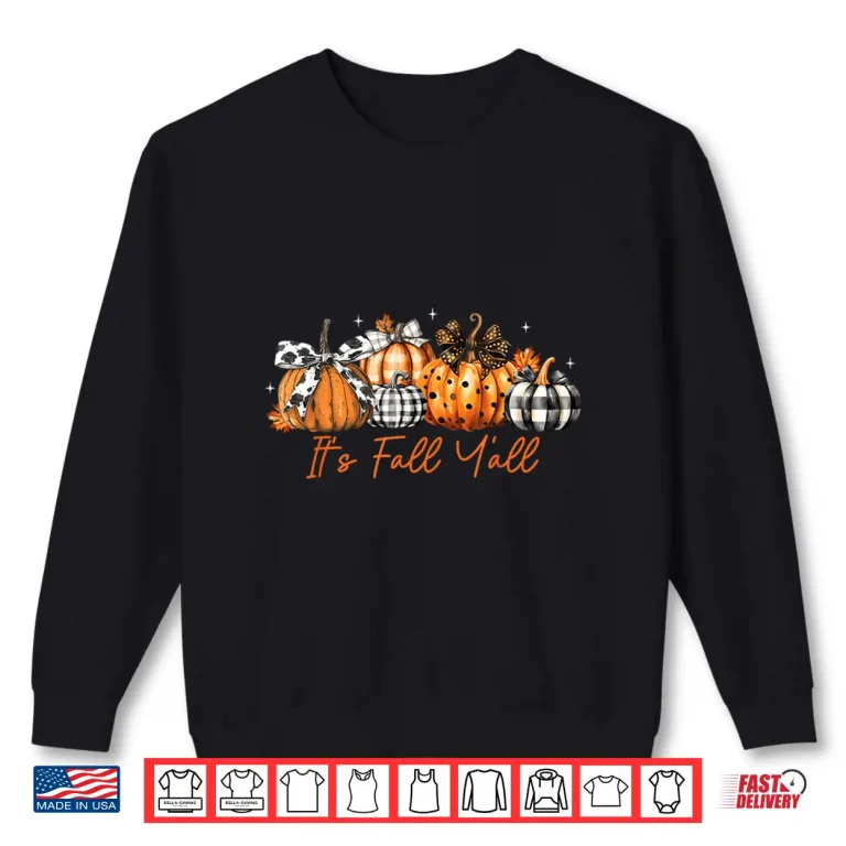 Sweatshirt Its Fall Yall Leopard Pumpkins Plaid Pumpkin Autumn Season Shirt