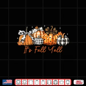 Design Its Fall Yall Leopard Pumpkins Plaid Pumpkin Autumn Season Shirt