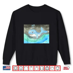 Sweatshirt Cartoon Watercolor Whale Shirt