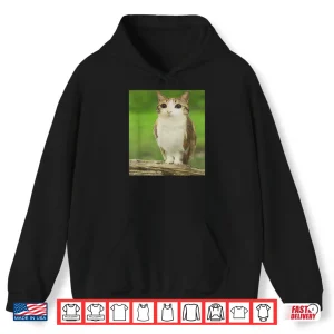 Hoodie Cat Owl Funny Cursed Internet Trendy Meme Shirt