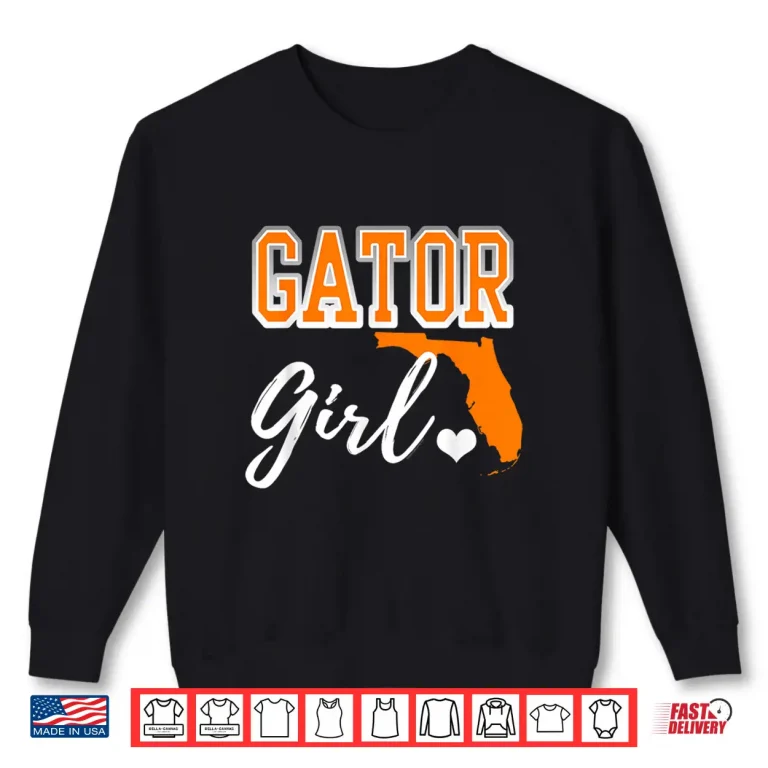 Sweatshirt Gator Girl Florida Heart Map Shape Souvenir Gift Shirt