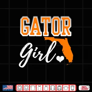 Design Gator Girl Florida Heart Map Shape Souvenir Gift Shirt
