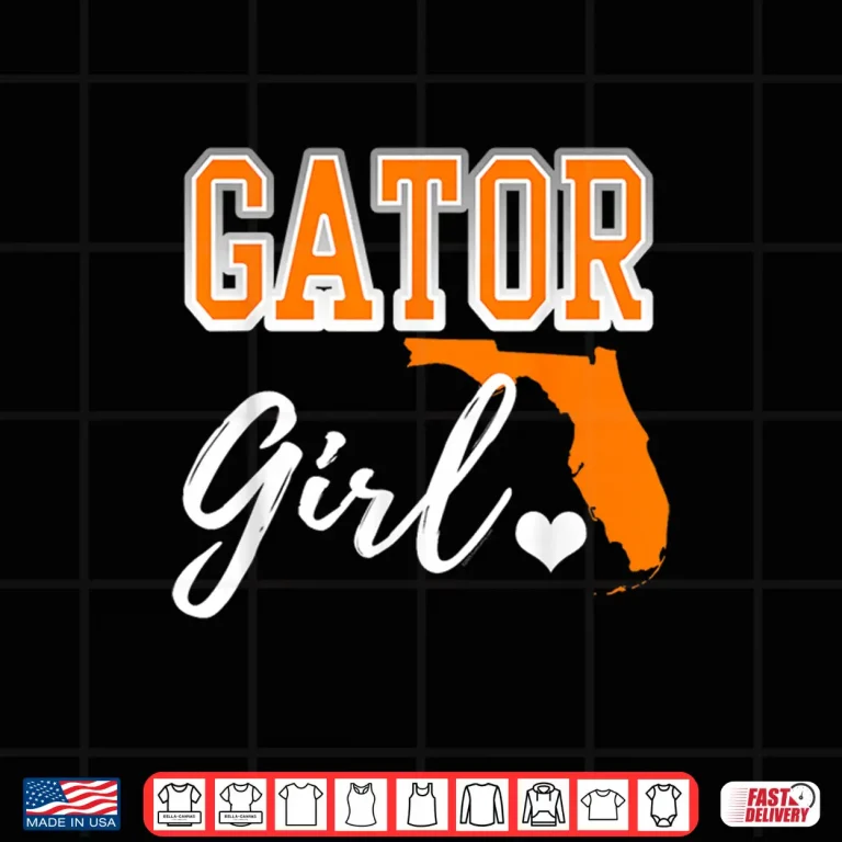 Design Gator Girl Florida Heart Map Shape Souvenir Gift Shirt
