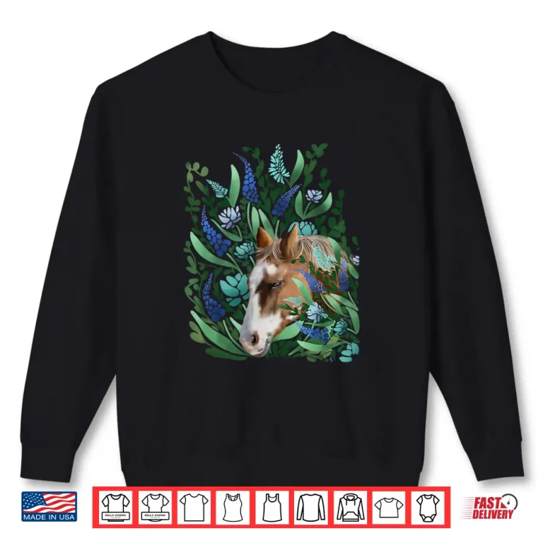 Sweatshirt Girls Palomino Horse with Abstract Turquoise Flowers Shirt