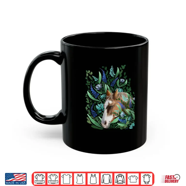 Mug Girls Palomino Horse with Abstract Turquoise Flowers Shirt