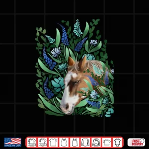 Design Girls Palomino Horse with Abstract Turquoise Flowers Shirt