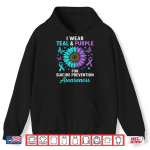 Hoodie I Wear Teal Purple for Suicide Prevention Awareness Shirt