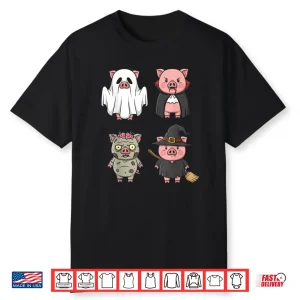Pig Spooky Witch Boo Zombie Cute Pig Halloween Shirt