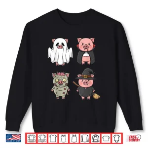 Sweatshirt Pig Spooky Witch Boo Zombie Cute Pig Halloween Shirt