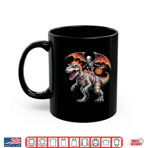 Mug Skeleton Riding Dinosaur T Rex Halloween Pumpkin Shirt