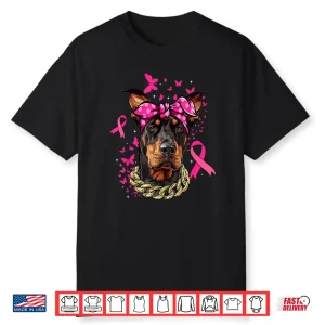 Doberman Pinscher Pink Ribbon Breast Cancer Survivor Shirt