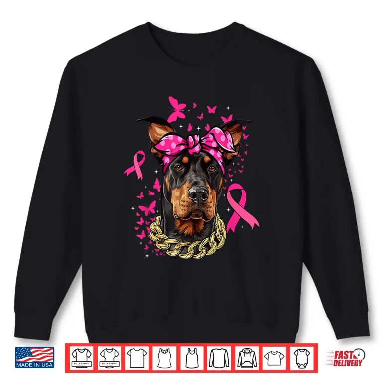 Sweatshirt Doberman Pinscher Pink Ribbon Breast Cancer Survivor Shirt