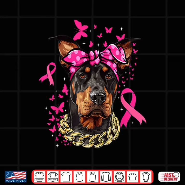 Design Doberman Pinscher Pink Ribbon Breast Cancer Survivor Shirt