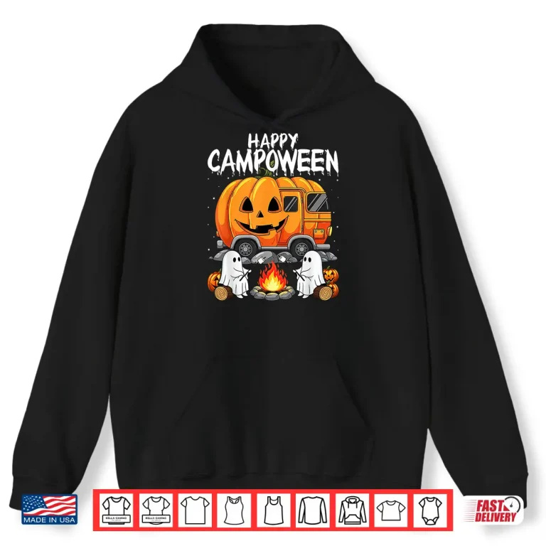 Hoodie Happy Camp O Ween Halloween Camping Ghosts and Campfires Shirt