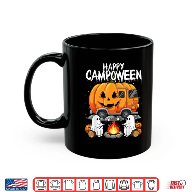 Mug Happy Camp O Ween Halloween Camping Ghosts and Campfires Shirt