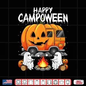 Design Happy Camp O Ween Halloween Camping Ghosts and Campfires Shirt