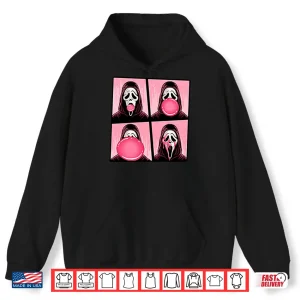 Hoodie Ghostface Bubble Pink Gum Halloween Shirt