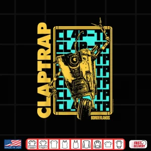 Design Borderlands Claptrap Repeating Text Video Game Shirt 1