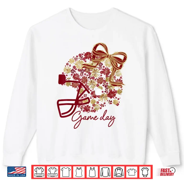 Sweatshirt Game Day Floral Football Girly Team Spirit Burgundy Gold Shirt 1