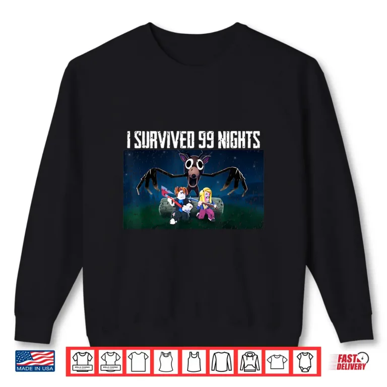 Sweatshirt I Survived 99 Nights Halloween Gamer Deer in The Forest Shirt